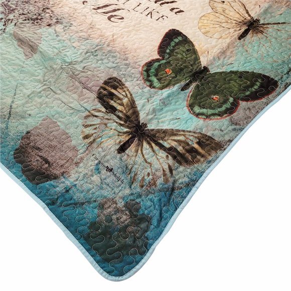 Christine Adolph New Amazing Grace Quilted Throw Blanket 50"X60" Butterflies - Picture 8 of 13